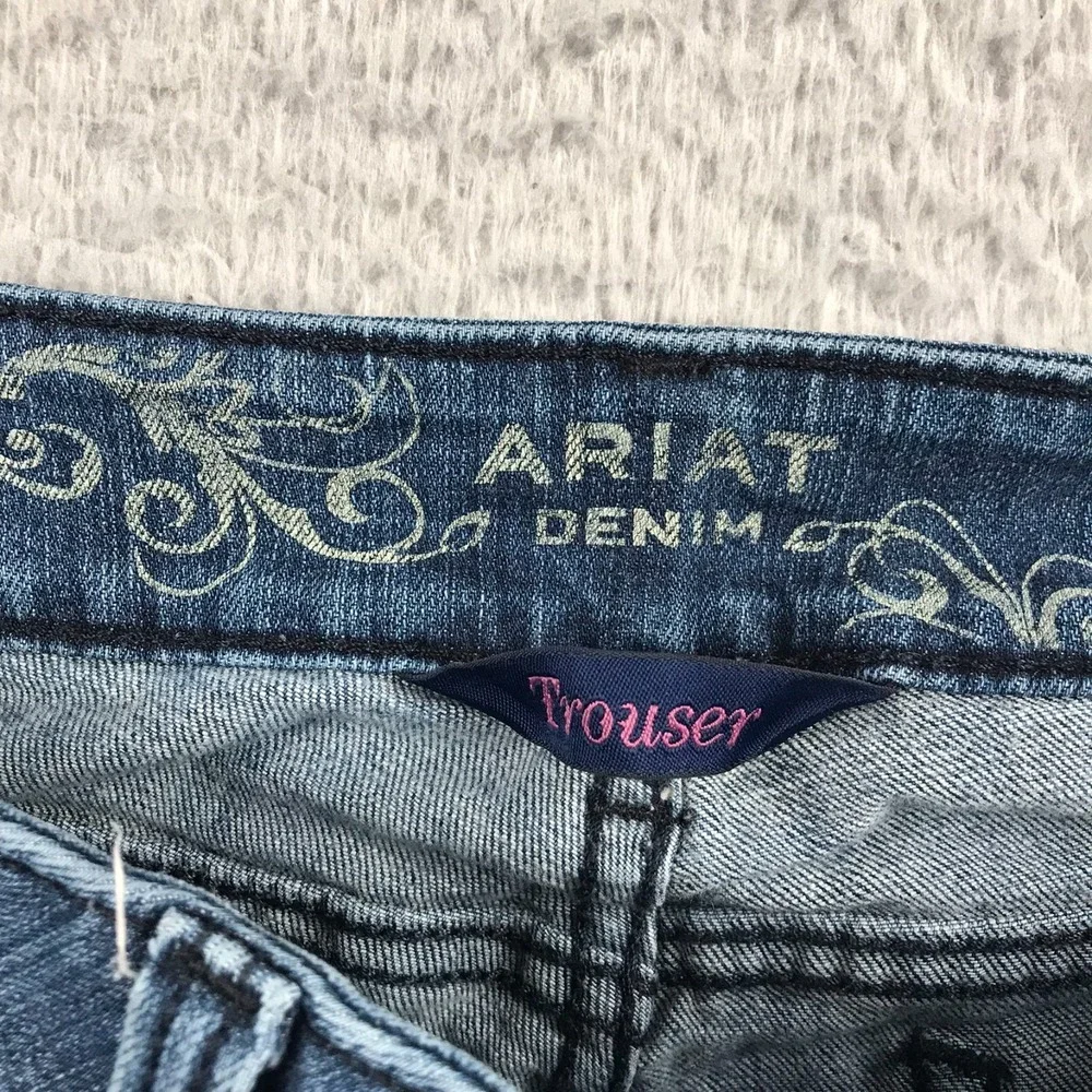 Ariat Trouser Jeans Womens 32 (36x30) Blue Mid Rise Flare Western Cowgirl‎ Rodeo